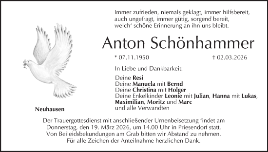 Anzeige von Anton Schönhammer von MGO