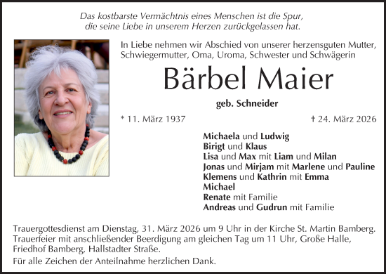 Anzeige von Bärbel Maier von MGO