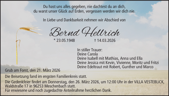 Anzeige von Bernd Hellrich von MGO