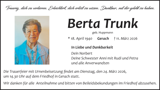 Anzeige von Berta Trunk von MGO