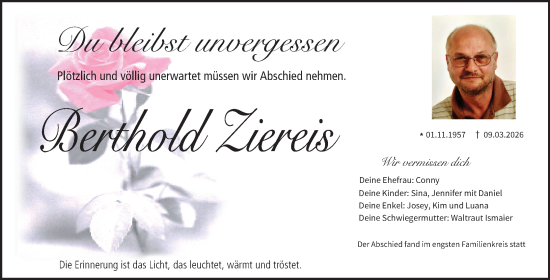 Anzeige von Berthold Ziereis von MGO