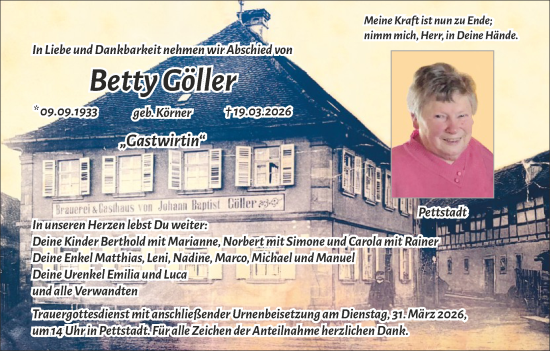 Anzeige von Betty Göller von MGO