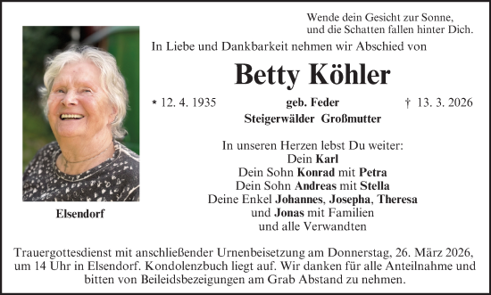 Anzeige von Betty Köhler von MGO