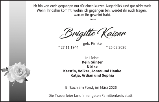 Anzeige von Brigitte Kaiser von MGO