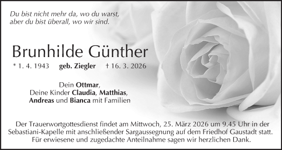 Anzeige von Brunhilde Günther von MGO