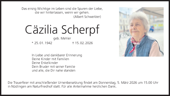 Anzeige von Cäzilia Scherpf von MGO