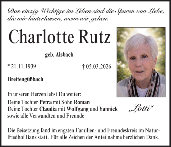 Anzeige von Charlotte Rutz von MGO