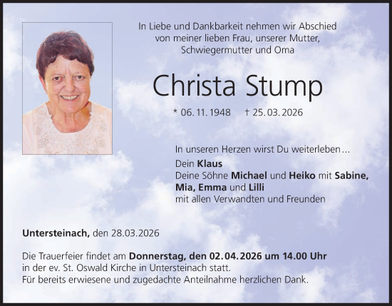 Anzeige von Christa Stump von MGO