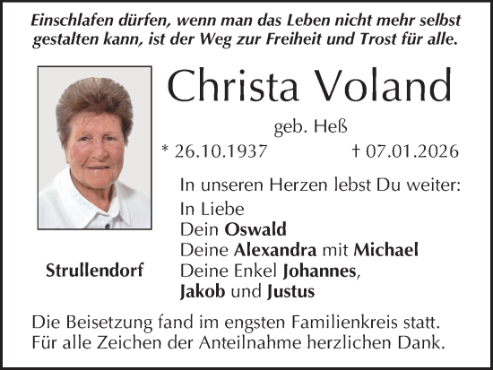 Anzeige von Christa Voland von MGO