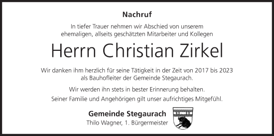 Anzeige von Christian Zirkel von MGO