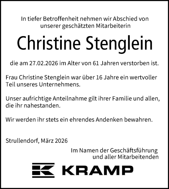 Anzeige von Christine Stenglein von MGO