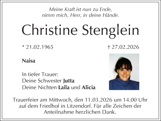 Anzeige von Christine Stenglein von MGO