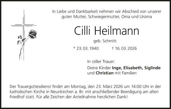 Anzeige von Cilli Heilmann von MGO