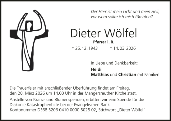 Anzeige von Dieter Wölfel von MGO