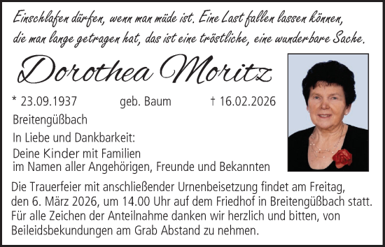 Anzeige von Dorothea Moritz von MGO