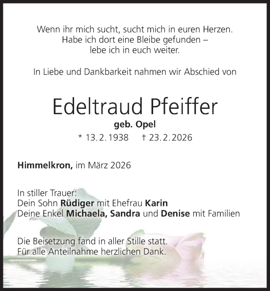 Anzeige von Edeltraud Pfeiffer von MGO