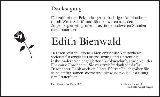 Anzeige von Edith Bienwald von MGO