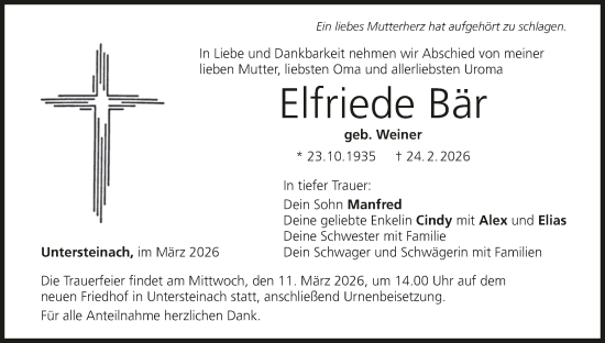 Anzeige von Elfriede Bär von MGO