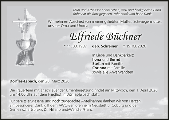 Anzeige von Elfriede Büchner von MGO