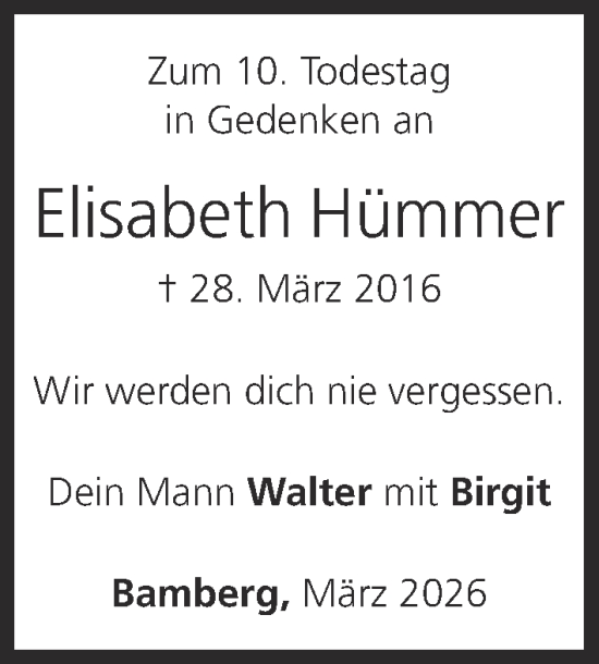 Anzeige von Elisabeth Hümmer von MGO