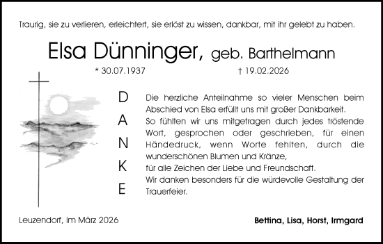 Anzeige von Elsa Dünninger von MGO