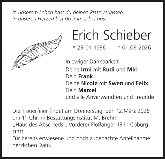 Anzeige von Erich Schieber von MGO