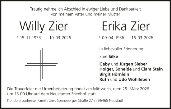 Anzeige von Erika Zier von MGO