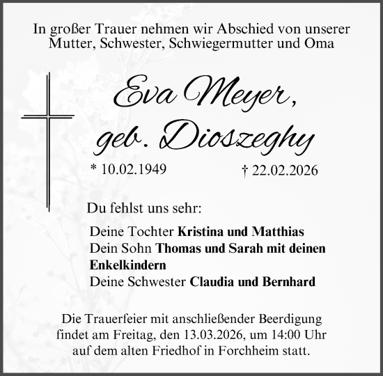 Anzeige von Eva Meyer von MGO