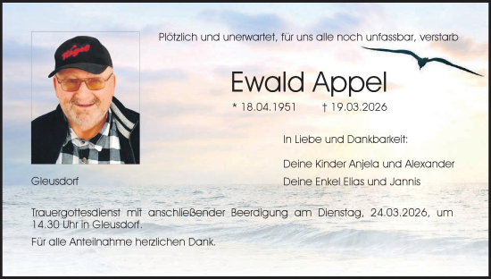 Anzeige von Ewald Appel von MGO