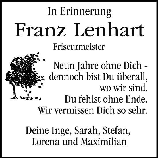 Anzeige von Franz Lenhart von MGO