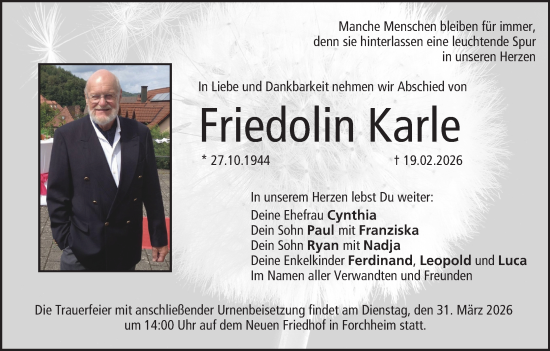 Anzeige von Friedolin Karle von MGO