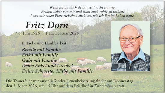 Anzeige von Fritz Dorn von MGO