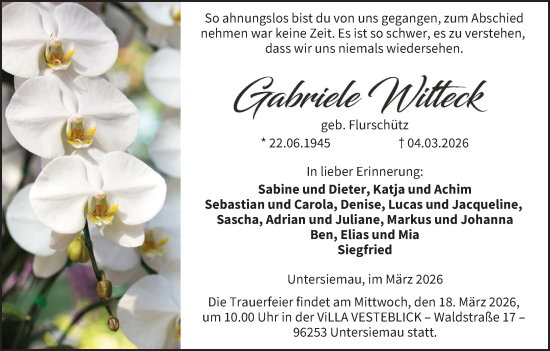 Anzeige von Gabriele Witteck von MGO