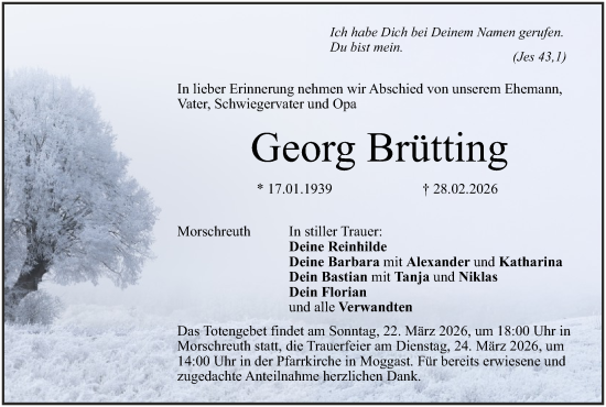 Anzeige von Georg Brütting von MGO