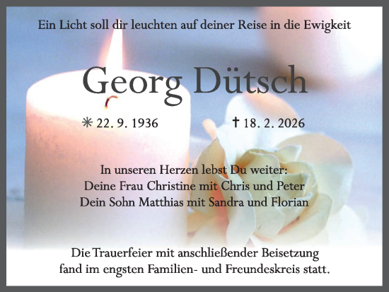 Anzeige von Georg Dütsch von MGO