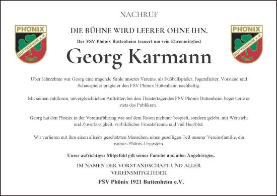 Anzeige von Georg Karmann von MGO