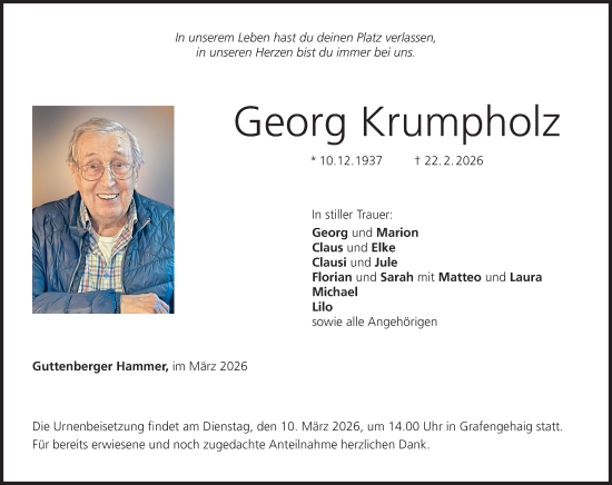 Anzeige von Georg Krumpholz von MGO