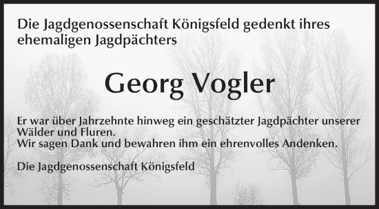 Anzeige von Georg Vogler von MGO