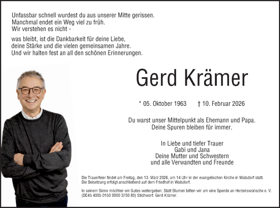 Anzeige von Gerd Krämer von MGO