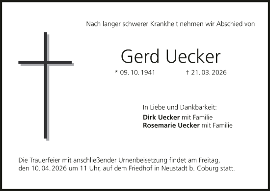 Anzeige von Gerd Uecker von MGO