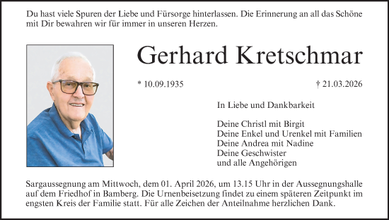 Anzeige von Gerhard Kretschmar von MGO