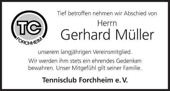 Anzeige von Gerhard Müller von MGO