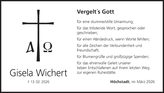 Anzeige von Gisela Wichert von MGO