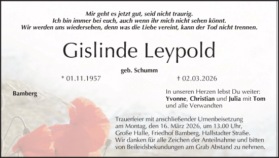 Anzeige von Gislinde Leypold von MGO