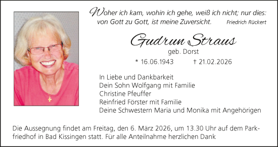 Anzeige von Gudrun Straus von MGO