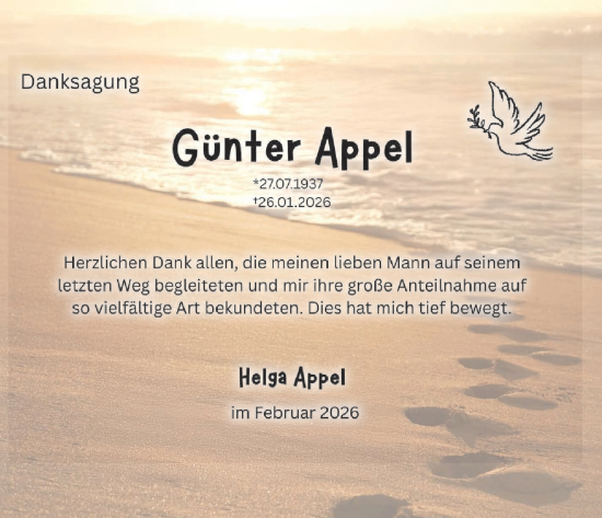 Anzeige von Günter Appel von MGO