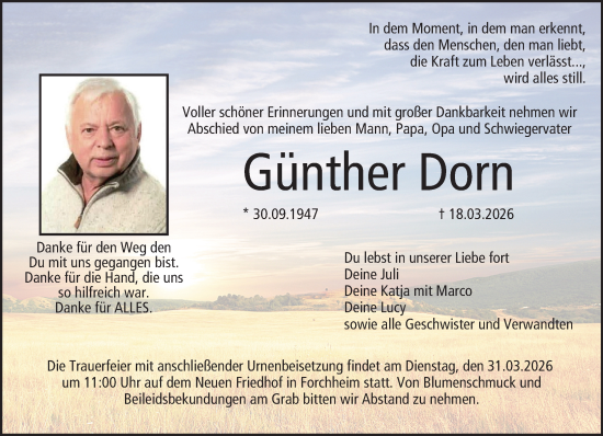 Anzeige von Günther Dorn von MGO