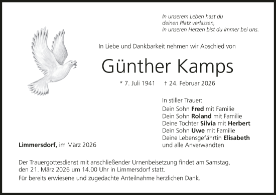 Anzeige von Günther Kamps von MGO