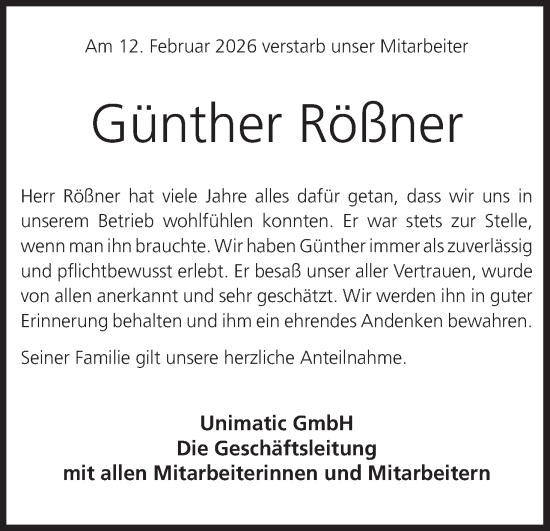 Anzeige von Günther Rößner von MGO
