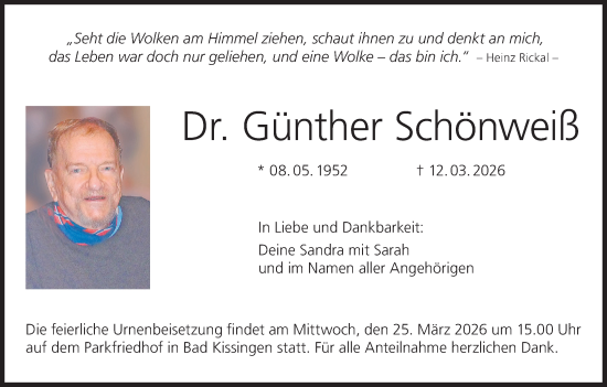 Anzeige von Günther Schönweiß von MGO